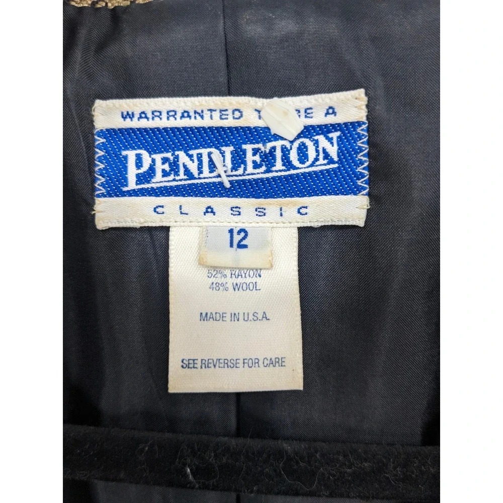 Vintage Pendleton Wool Blend Blazer Women 12 Classic Houndstooth Academia Office
